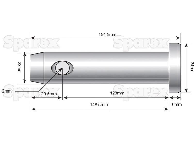 Lower link pin 22x128mm Cat. 1
