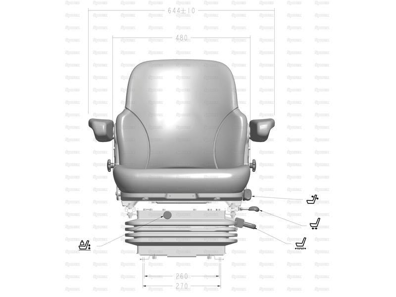 Air Suspension Seat - 12V (Fabric) for Kubota M9000 (M Series Agricultural Tractor)
