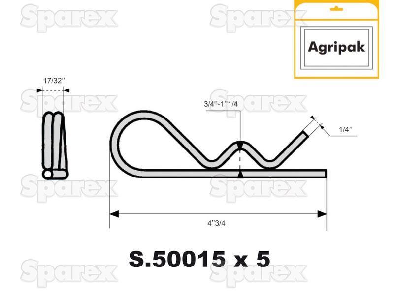 Double Wound Grip Clip, Clip Ø6mm x 140mm
