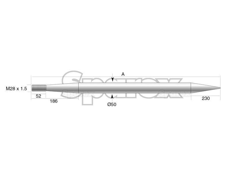 Straight Loader Tine | 880mm for Manitou, Special Conus