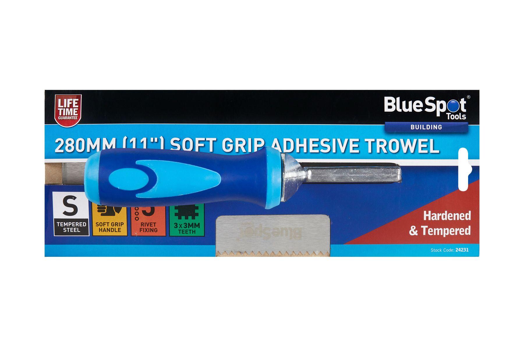 Blue Spot Tools 280mm (11") Soft Grip Adhesive Trowel (3x3mm Teeth)