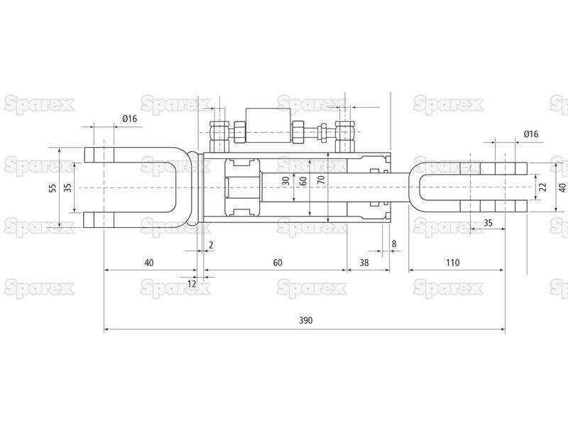 Hydraulic Levelling Box (Supplied with: Hoses), Min. Length: 390mm, Cylinder Bore: 63mm. for Ford New Holland