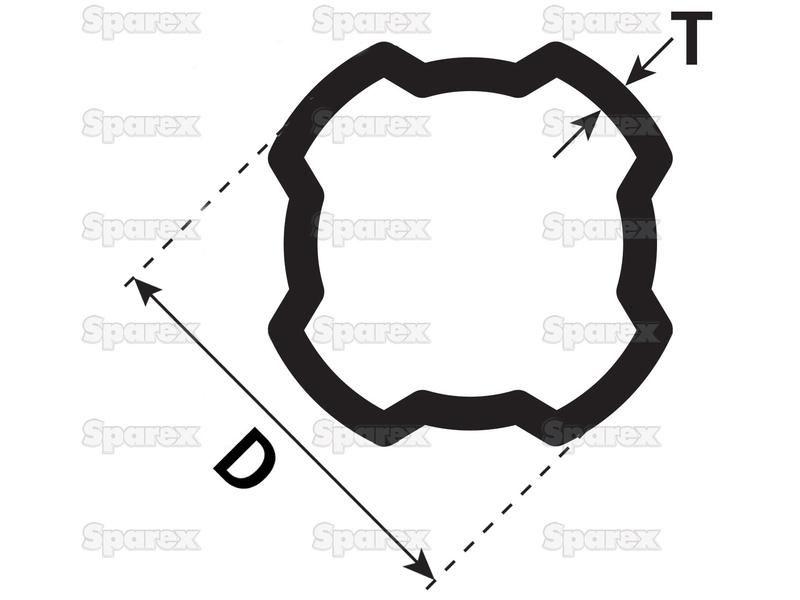 PTO Tube - Square Profile , Length: 3M (12245) Bondioli & Pavesi (122453000)