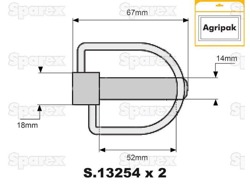 Stabiliser Pin, Pin Ø14mm x 67mm (2 pcs. Agripak)