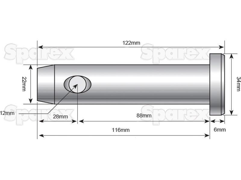Lower link pin 22x88mm Cat. 1
