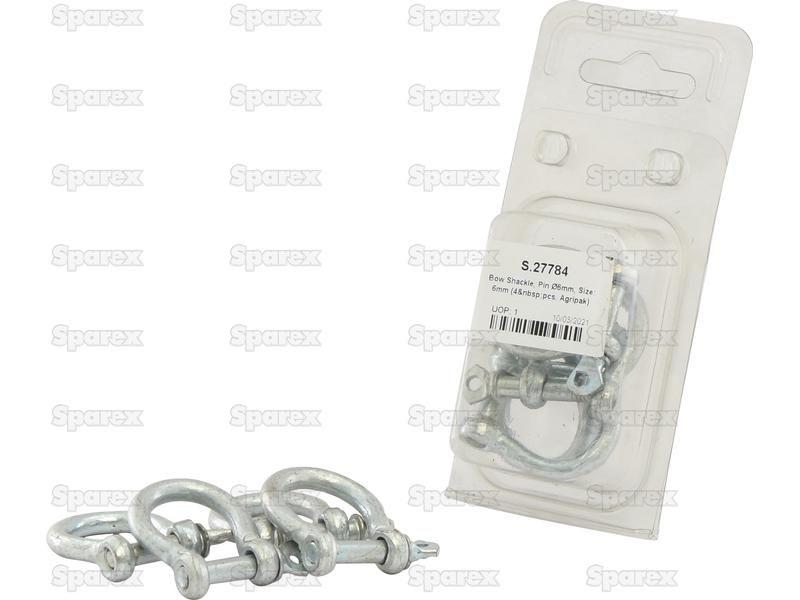 Bow Shackle, Pin Ø6mm, Size: 6mm (8 pcs. Agripak)