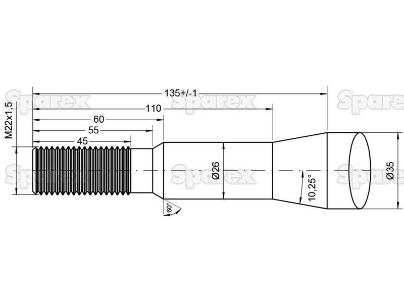 Straight Loader Tine 1400mm for Agram, Faucheux, Fournial | 1400mm (96431)