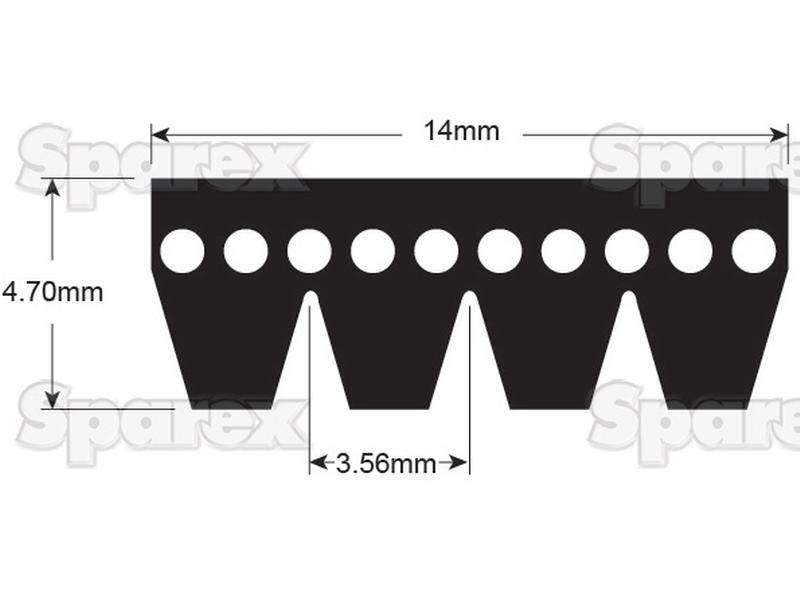 Poly V / Multi-Rib Belt - PK Section - Belt No. 4PK980 for Massey Ferguson 5480 (5400 Series)