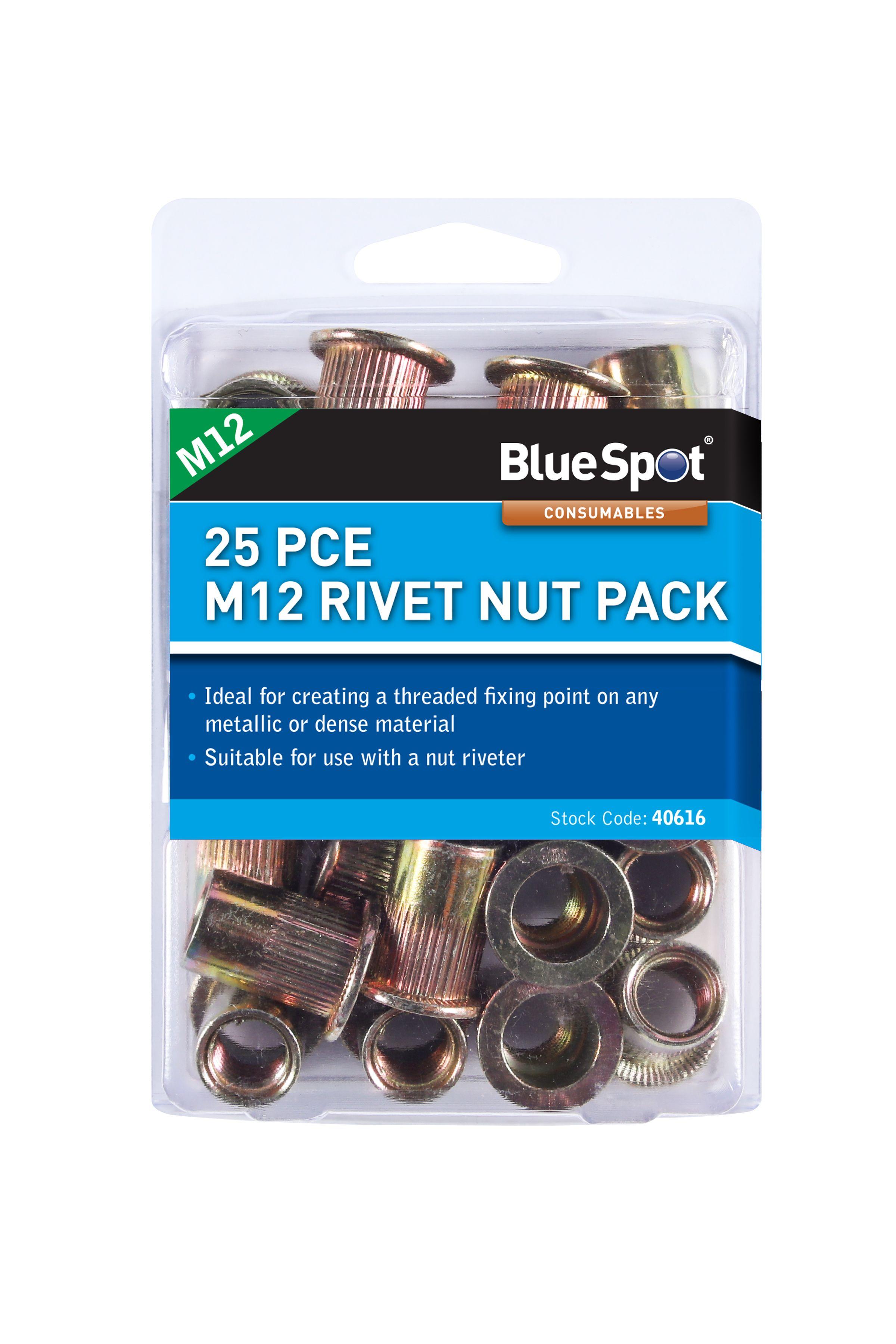 Blue Spot Tools 25 PCE M12 Rivet Nut Pack