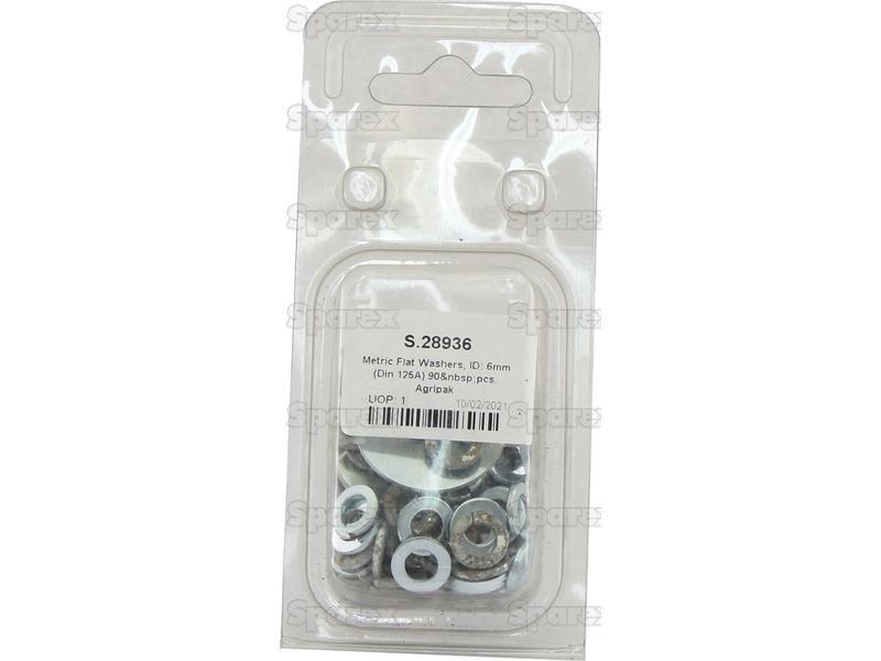 Metric Flat Washers, ID: 6mm (Din 125A) 90 pcs. Agripak