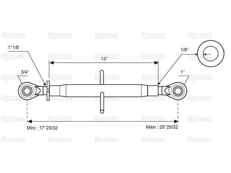Top Link Standard Duty (Cat.1/2) Ball and Ball, Min. Length: 451mm.