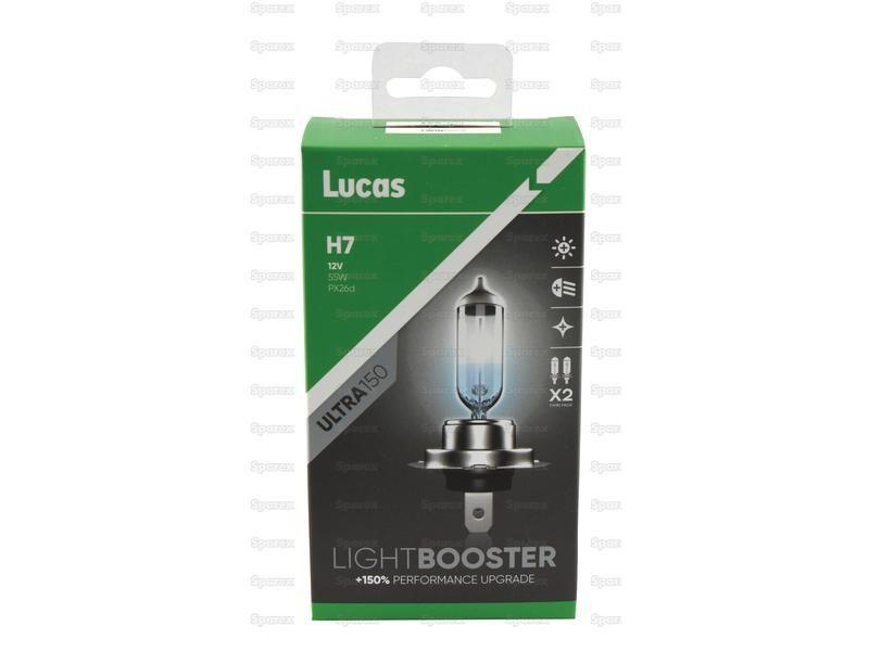 Halogen Lightbooster Ultra150 Head Light, H7, Twin Pack, 12V, 55W Lucas (LLX477CLX2)