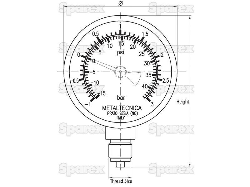 Glycerin pressure gauge 1/4'' (-1/+3 Bar)