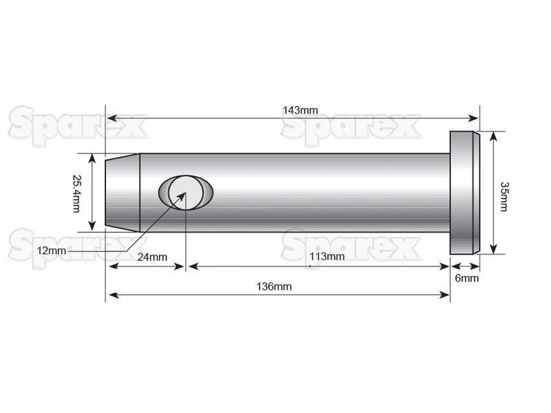 Top link pin 25x118mm Cat. 2 for Deutz-Fahr DX3.60 (DX3 Series)