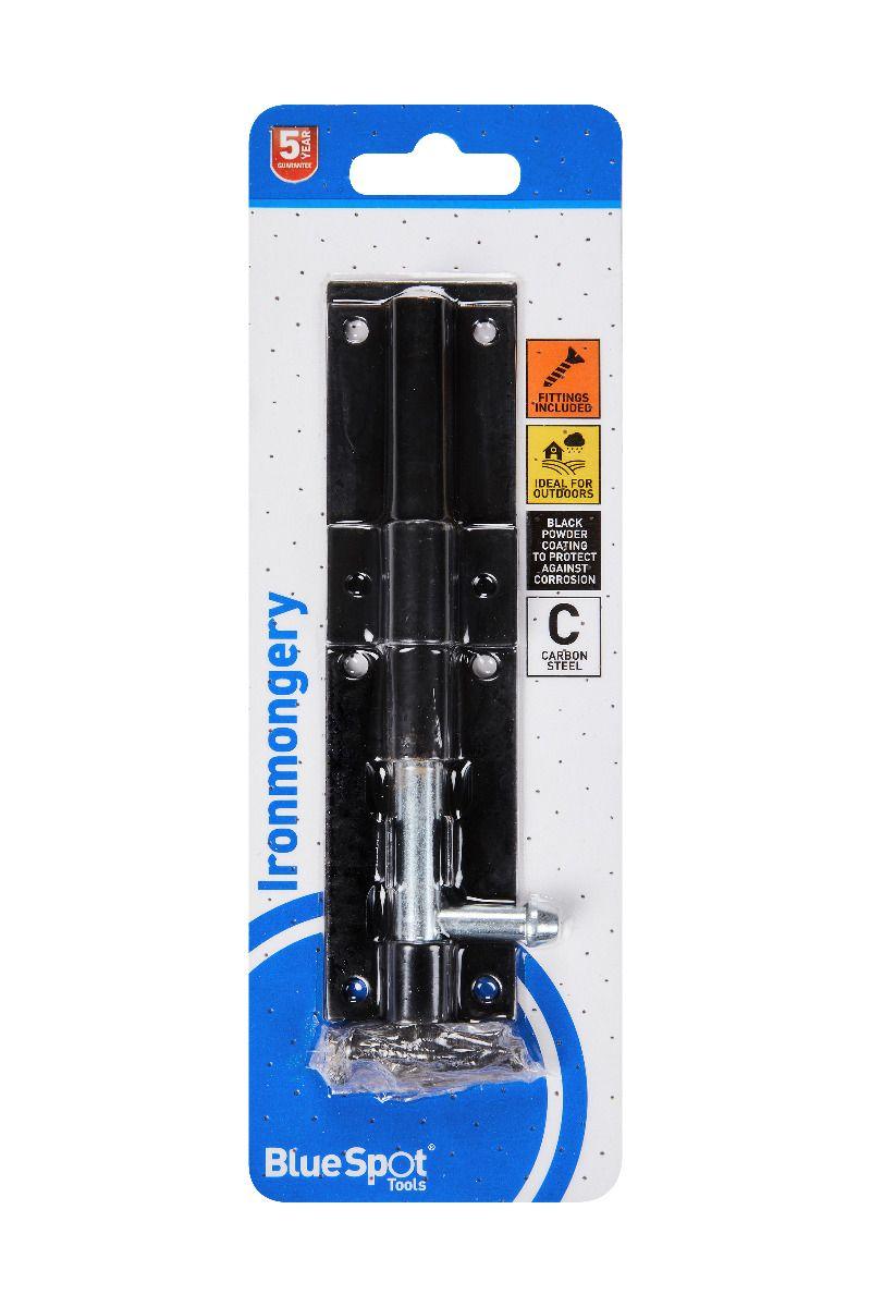 Blue Spot Tools Black Powder Coated Tower Bolt 152mm