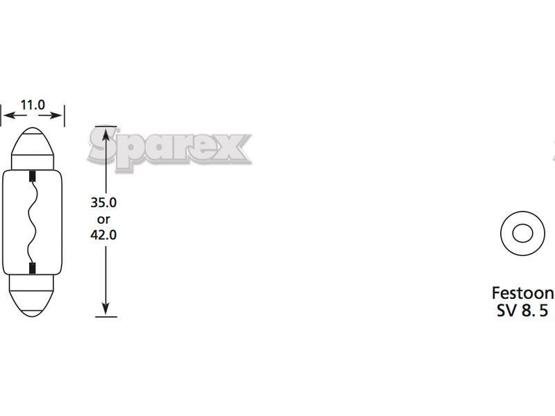 Halogen Stop/Tail Bulb, 12V, 5W, SV8.5 Base Case IH, Claas, John Deere, Landini, Lucas, Massey Ferguson, Renault