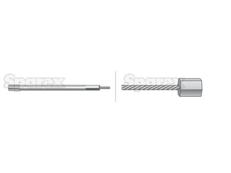 Hand Throttle Cable - Length: 1265mm, Outer cable length: 1070mm. for Massey Ferguson (3784353M91, 3785334M1)