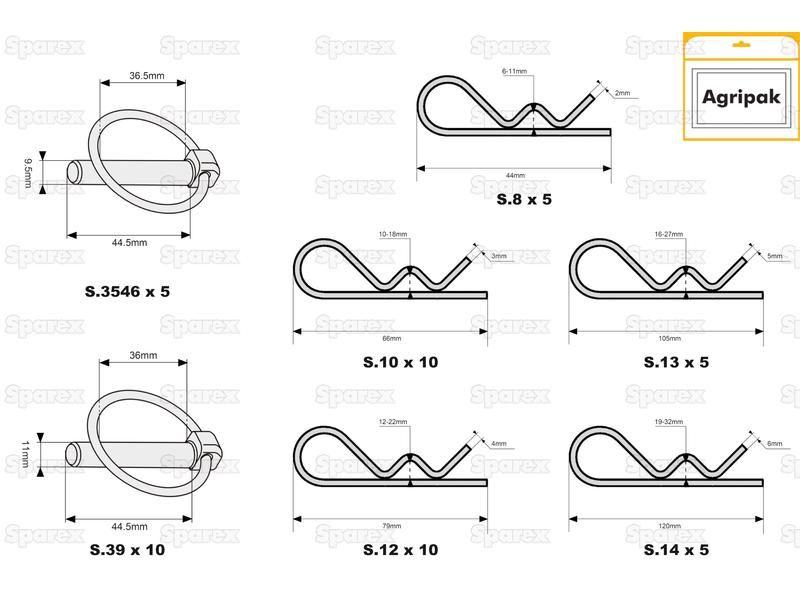 Round Linch Pin & Grip Clip - Single Wound, 50 pcs. Agripak