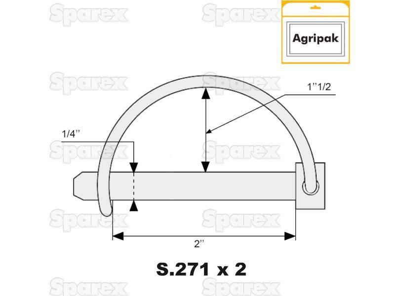 Shaft Locking Pin, Pin Ø6mm x 50mm (2 pcs. Agripak)