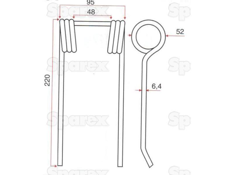 Pick-Up Haytine - -  Length:220mm, Width:95mm, Ø6.4mm - Replacement for Idass for Idass