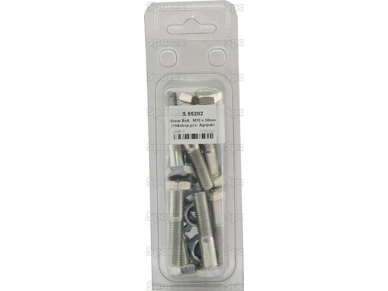 Shear Bolt, M10 x 50mm (10 pcs. Agripak)
