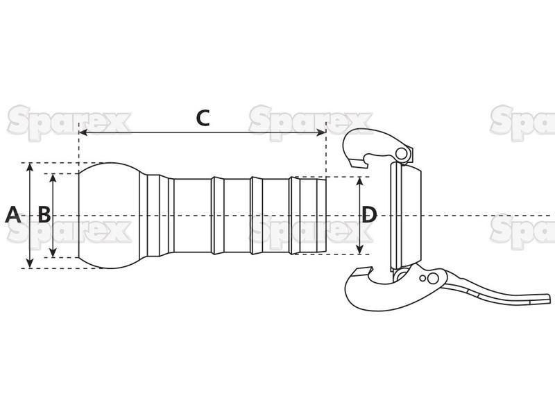 Male Coupling with Hose end 4" Galvanised B |  for Bauer Slurry Equipment