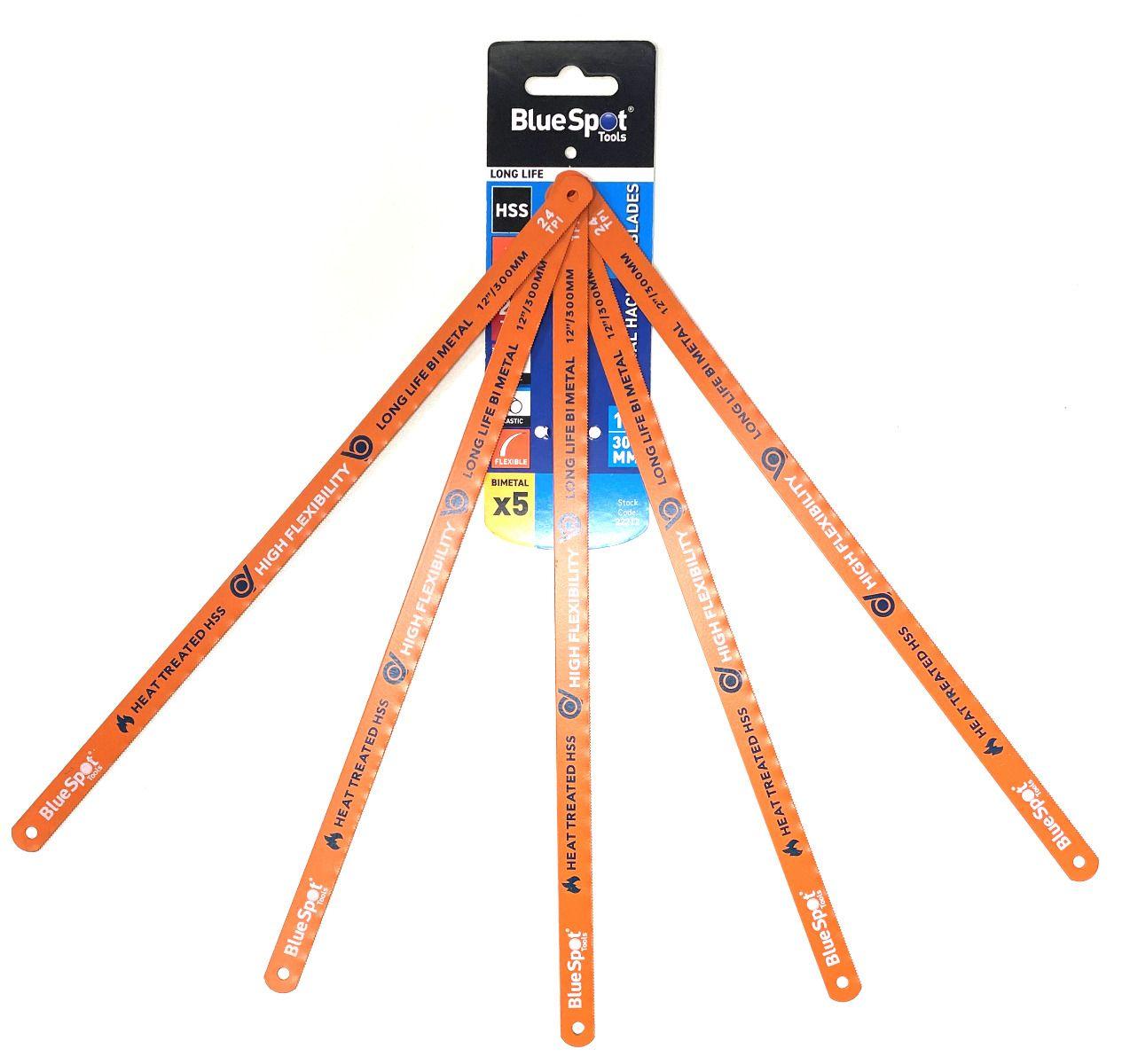Blue Spot Tools 5 PCE 300mm (12") 24TPI HSS Bi Metal Hacksaw Blades