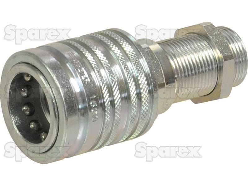 Faster Quick Release Hydraulic Coupling Female 1/2'' Body x M22 x 1.50 Metric Male Bulkhead Faster S.p.A (CPV085/2215 F, CPV085/2215F)