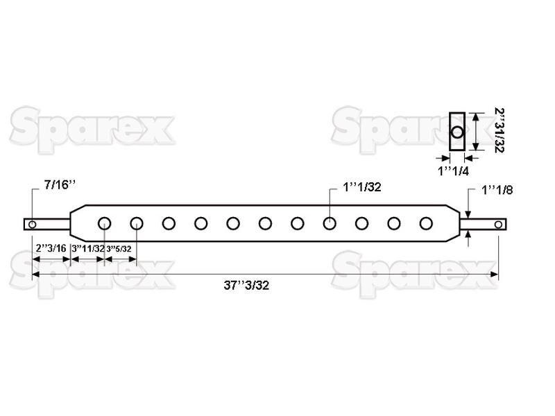 Linkage Drawbar (Cat. 2) No. holes: 9, 942mm