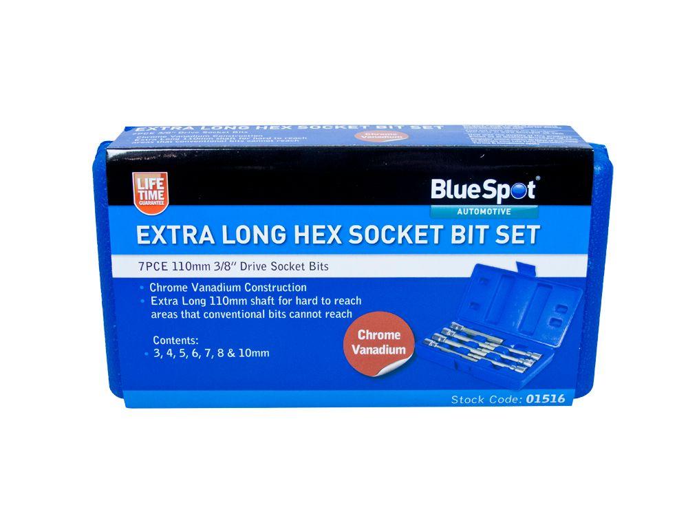 Blue Spot Tools 7 PCE 3/8" Drive Extra Long Hex Socket Bit Set (H3-H10)