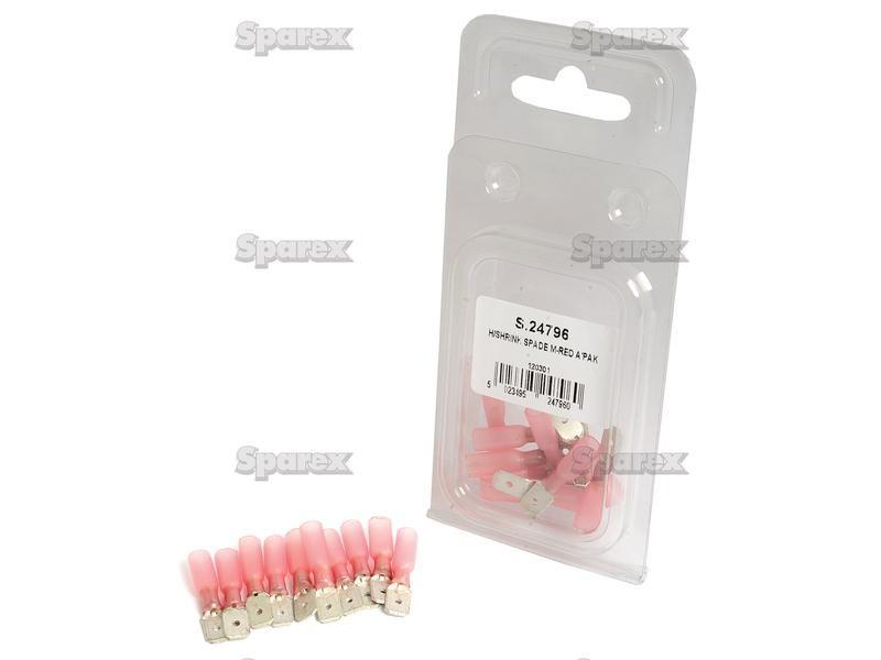 Heat Shrink Male Spade Terminal - Red (10 pcs. - Agripak)