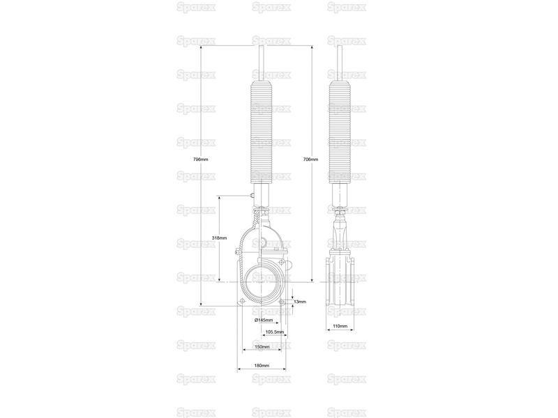 Gate valve with oildynamic ram with spring - Double flanged - Heavy duty 6''
