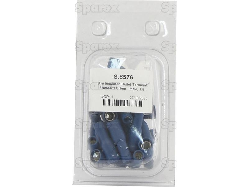 Pre Insulated Bullet Terminal, Standard Crimp - Male, 5.0mm, Blue (1.5 - 2.5mm) (Agripak 25 pcs.)