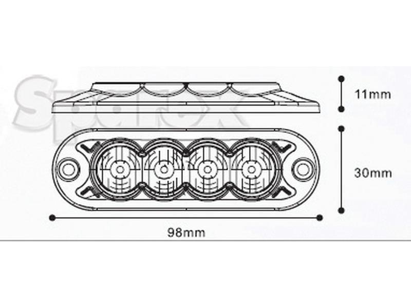 LED Slimline Hazard Light, Interference: Class 3, Function: Single Flash, Double Flash, 12-24V