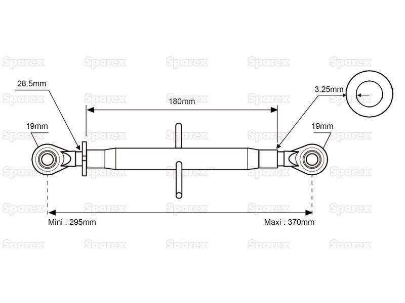 Top Link Standard Duty (Cat.1/1) Ball and Ball, Min. Length: 290mm.