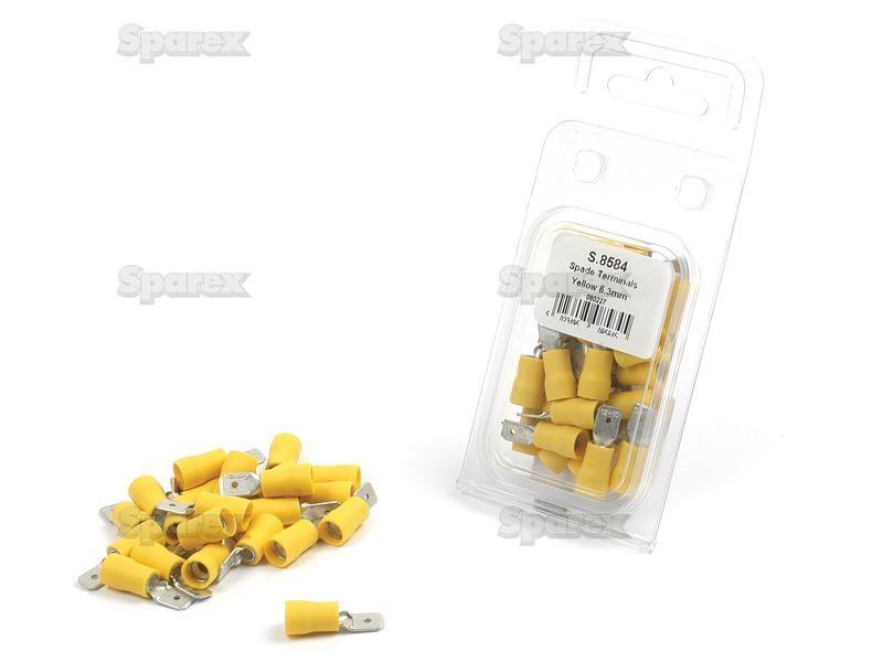 Pre Insulated Spade Terminal, Standard Crimp - Male, 6.3mm, Yellow (4.0 - 6.0mm) (Agripak 25 pcs.)