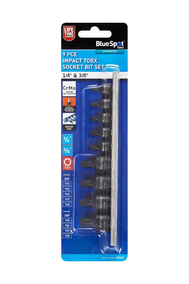 Blue Spot Tools 9 PCE 1/4" & 3/8" Impact Torx Bit Socket Set