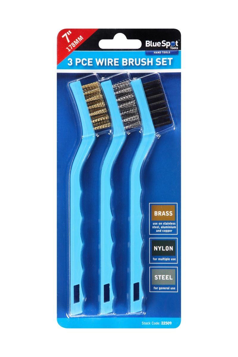 Blue Spot Tools 7" 3 PCE Wire Brush Set