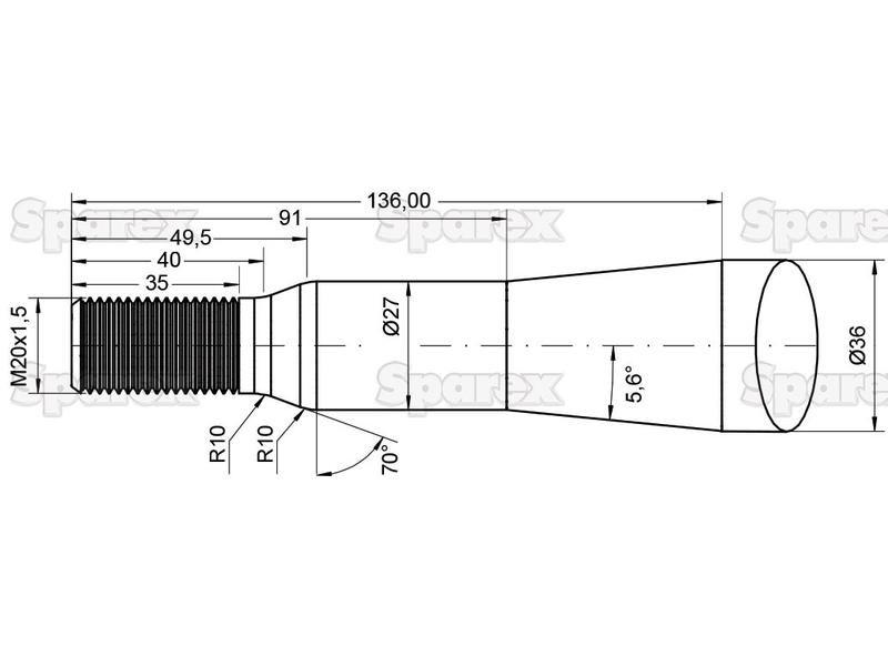 Straight Loader Tine | 800mm for Stoll (0518280)