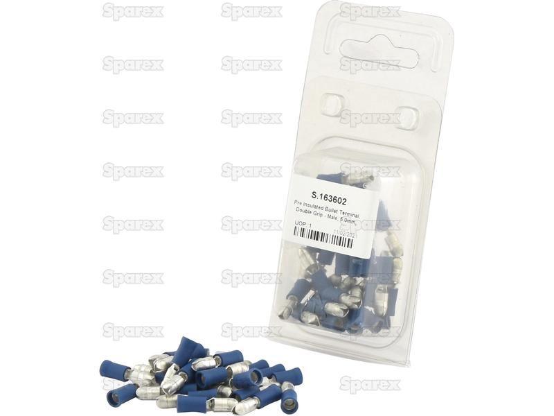 Pre Insulated Bullet Terminal, Double Grip - Male, 5.0mm, Blue (1.5 - 2.5mm) (Agripak 25 pcs.)