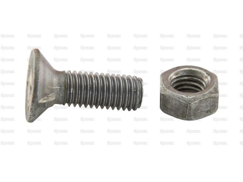 Countersunk Head Bolt 2 Nibs With Nut (TF2E) - M14 x 30mm, Tensile strength 8.8 (10 pcs. Agripak)