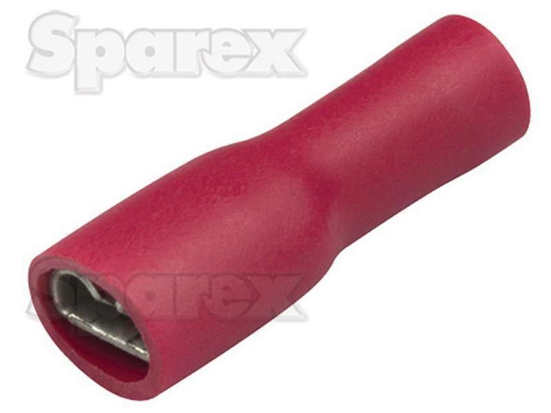 Pre Insulated Spade Terminal - Fully Insulated, Double Grip - Female, 6.3mm, Red (0.5 - 1.5mm), (Bag )