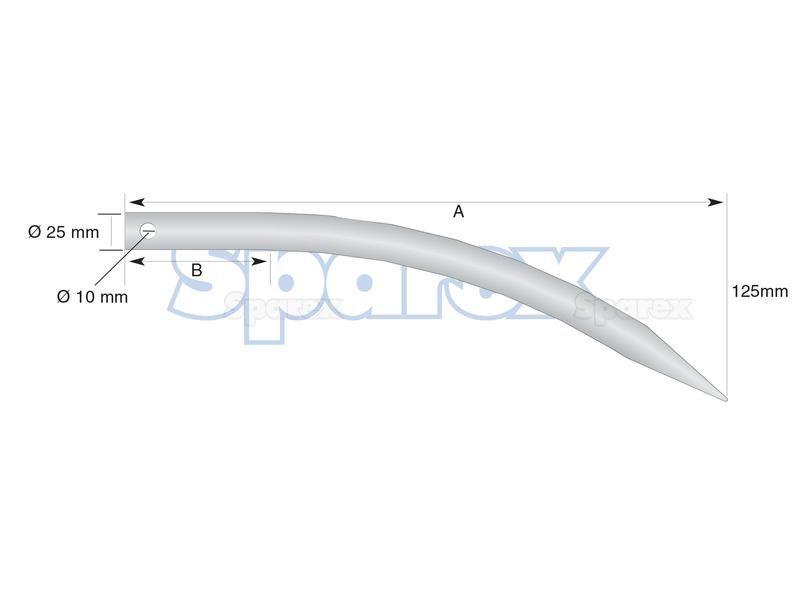 Curved Loader Tine | 400mm for ALTEC, Pin Fitting