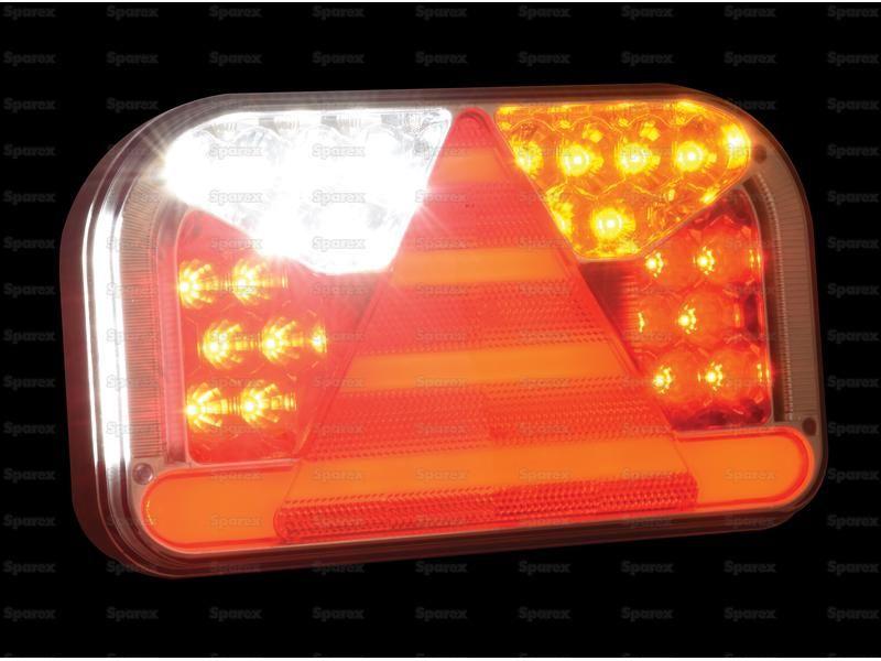 LED Rear Combination Light, Function: 7, Brake / Tail / Indicator / Fog / Reverse / Number Plate / Reflector, LH, 12-36V