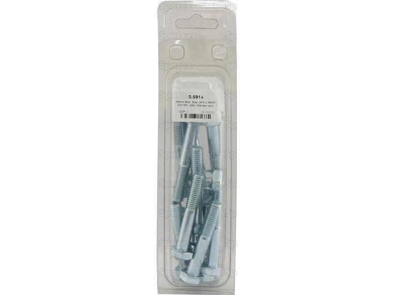 Metric Bolt, Size: M10 x 60mm (Din 931, 934) 10 pcs. Agripak
