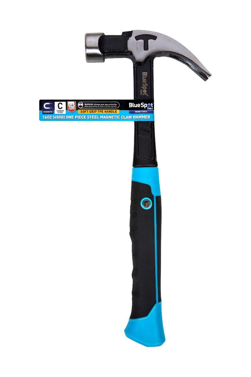Blue Spot Tools 16oz (450G) One Piece Steel Magnetic Claw Hammer