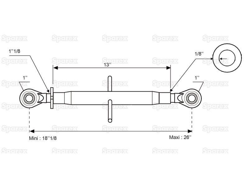 Top Link Standard Duty (Cat.2/2) Ball and Ball, Min. Length: 460mm.