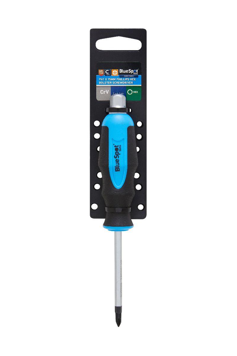 Blue Spot Tools PH1 X 75MM Phillips Hex Bolster Screwdriver