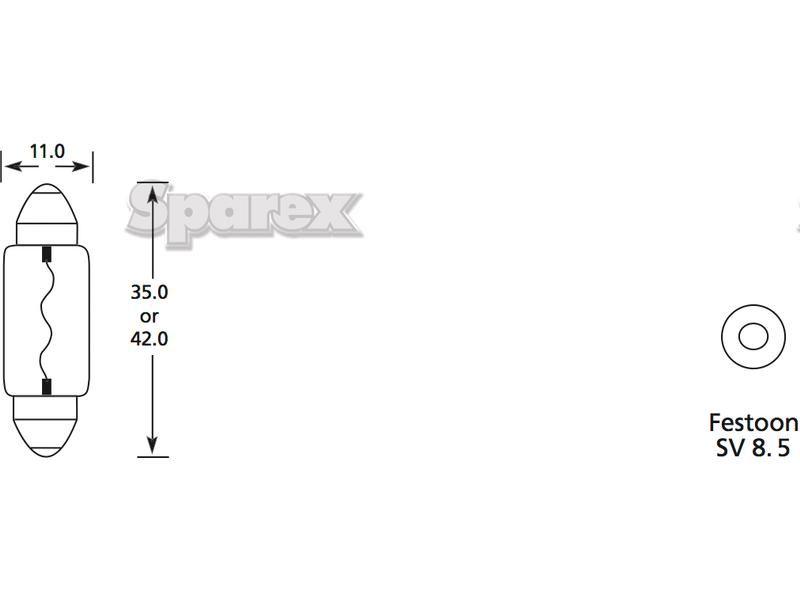 Halogen Stop/Tail Bulb, 24V, 5W, SV8.5 Base Lucas (242, LLB242)