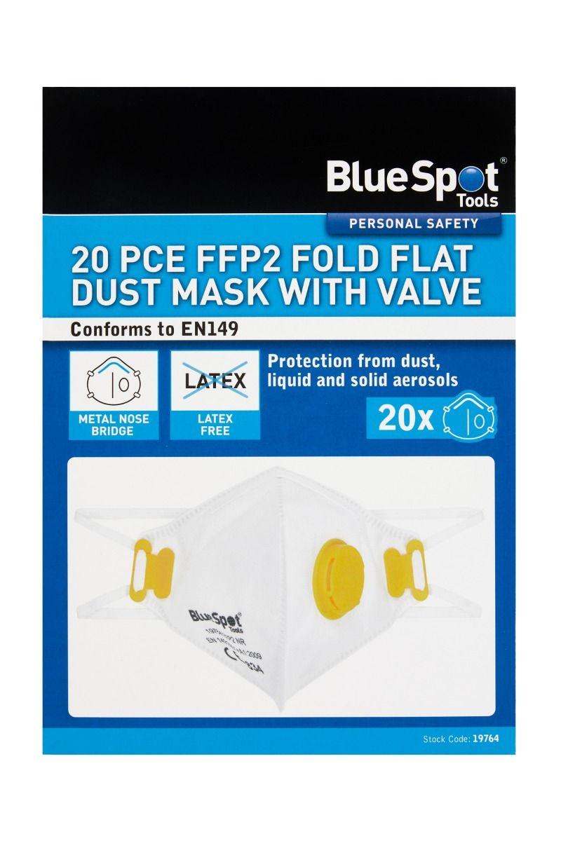 Blue Spot Tools 20 PCE FFP2 Fold Flat Dust Mask With Valve